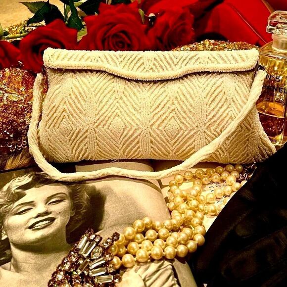 ♥️ Vintage Beaded evening clutch purse 1950s/60s, Walborg made in Japan - Picture 5 of 13